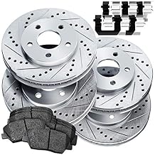 Power Sport Front and Rear Brake Kit For 2014-2016 Mazda 3| Drilled Slotted Brake Rotors| Ceramic Brake Pads and Rotors Kit