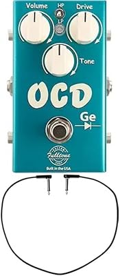 Fulltone Custom Shop OCD-Ge Germanium Obsessive Compulsive Drive Pedal and PEDALZOO Flat Patch Cable for Guitar Effects Pedals - Space-Saving and Reliable Pedalboard Connection 24-inch bundle