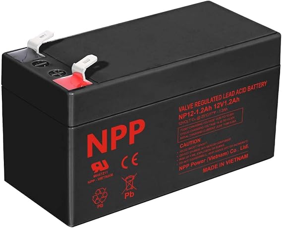 NPP 12V 1.2Ah AGM SLA Battery with F1 Terminal, Rechargeable Small 12 Volt Alarm Backup Replacement for ADI/Ademco 484 Security System, Emergency Light, UPS, NP1.2-12 UB1213 ML1.3-12