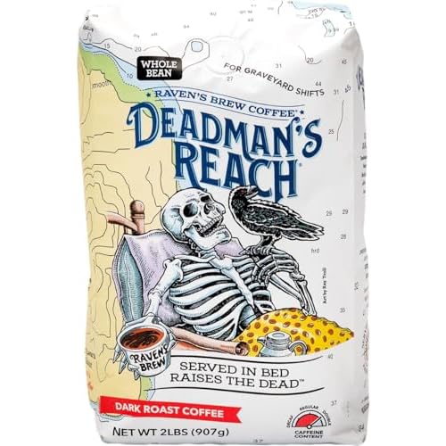 Ravens Brew Coffee High Caffeine Coffee Dark Roast Whole Bean Deadmans Reach 2lb