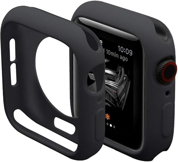 Soft Candy Colors Case for Apple Watch Series 4/5/6/SE 40MM, Ultra Thin TPU Shockproof Smart Watch Cases Bumper Cover for iWatch Series [No Screen] Black