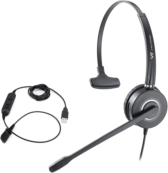 Plantronic QD Headset & USB Adapter Cable Kit with Volume Control and Microphone/Speaker Mute for PC