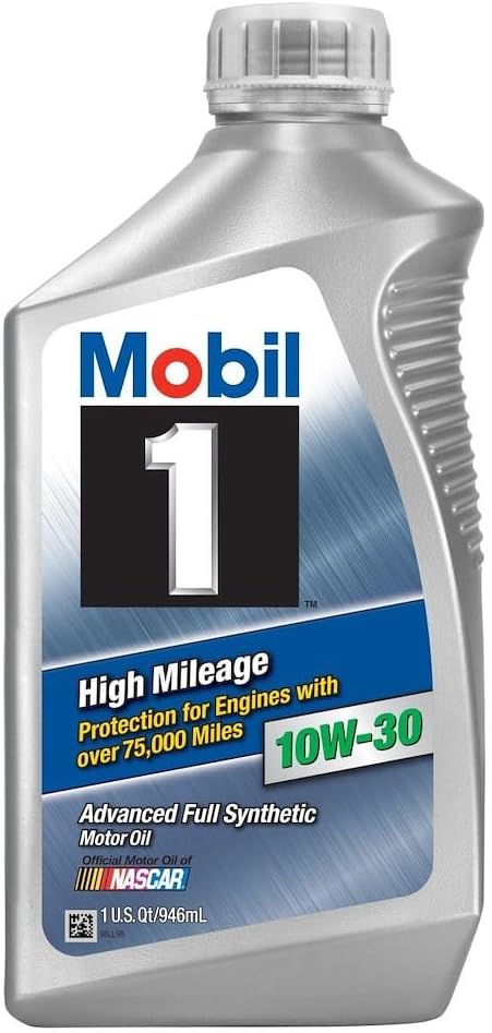 Mobil 1 103535 High Mileage 10W-30 Synthetic Motor Oil - 1 Quart Bottle