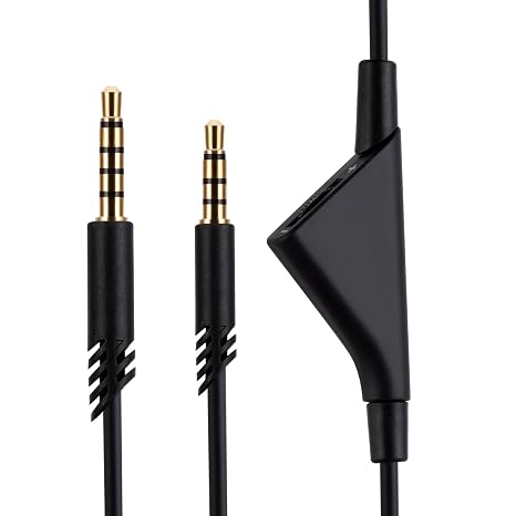Astro A10 A10 Gen 2 A30 A40 A40 tr Replacement Cable, Compatible with Logitech Astro A10 A10 Gen 2 A30 A40 A40 tr Gaming Headsets 3.5mm Gaming Headsets Audio line, Inline Mute Cord, 2 meters, Black
