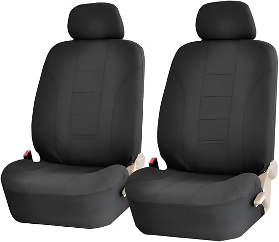 Zpana Car Seat Covers for Front Seat, Polyester Breathable Washable Elastic, Vehicle Seats Protector with Removable Headrest, Universal for Most Vans, Trucks, SUVs (Black)