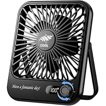 Portable Desk Fan Quiet, 4000mAh Battery Powered Fan for Travel, 10 Hours Runtime, 180 Foldable Personal Travel Fan for Home Office Bedroom Outdoor Camping, Cruise Essentials - White