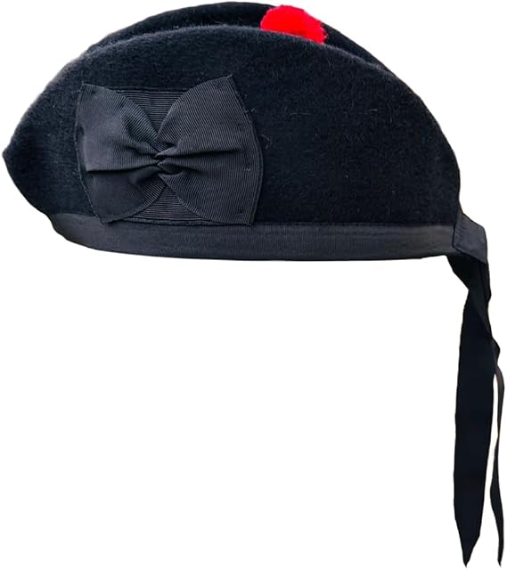 AAR New Glengarry Plain Black Wool Scottish Bagpipe/Kilt Hat