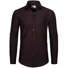 Mens Printed Dress Shirt Long Sleeve Stretch Wrinkle-Free Untucked Patterned Button Down Business Shirts with Pocket