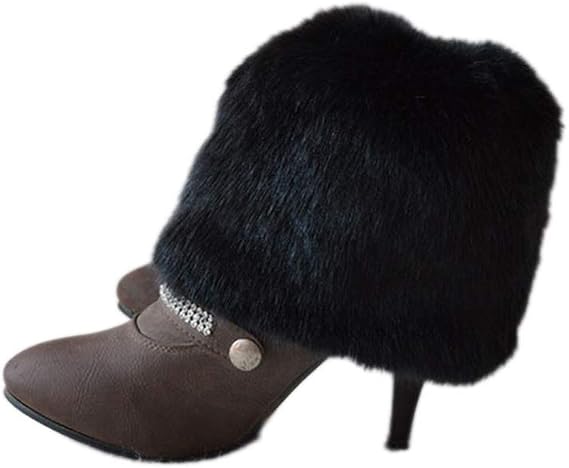 Womens Faux Fur Leg Warmers Boot Covers Furry Boot Cuff Short Boot Sleeves