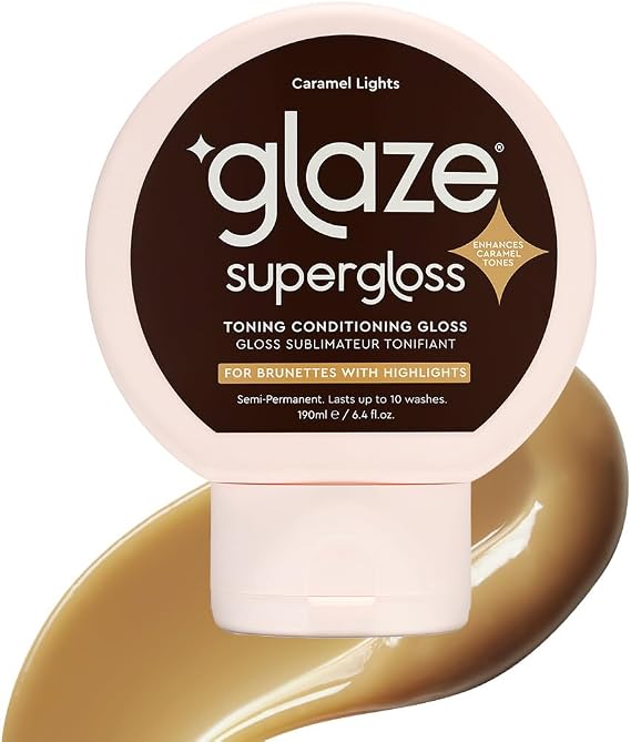 Glaze Supergloss Color Conditioning Gloss – Hydrating Semi-Permanent Colour Hair Gloss & Shine Boost – Colour Depositing Mask - Vegan, Cruelty-Free – 190ml - Caramel Lights - Warm Caramel Toner