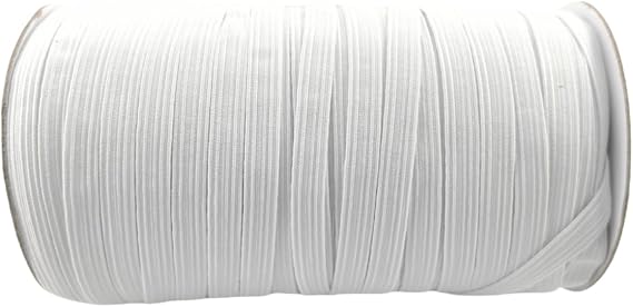 Elastic Ribbed Fabric Spool Elastic Bands Elastic Rope Elastic Cord Heavy Stretch Elastic Spool Knit for Sewing SJDX (White-W, 100 yds 8mm(1/3''))