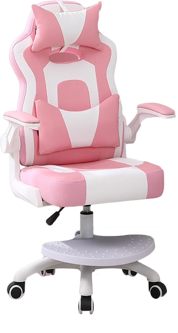 Ergonomic Children's Desks and Chairs, Children's Learning Computer Chairs, Height-Adjustable Waist Support Task Student Chairs, Suitable for Teenage Boys and Girls (Color : Pink)