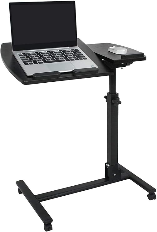 Zeny Laptop Desk, Stand, Side Table, Elevating Table, Height Adjustable, 180° Tilt Angle, PC Fall Prevention, Casters, Movable Desk Cart, Work Bench, Home Work, Reading, Sofa, Bed, Living Room | Adjustable Sit Stand Laptop Desk, Bedside Standing Desk, Height 24"-35"