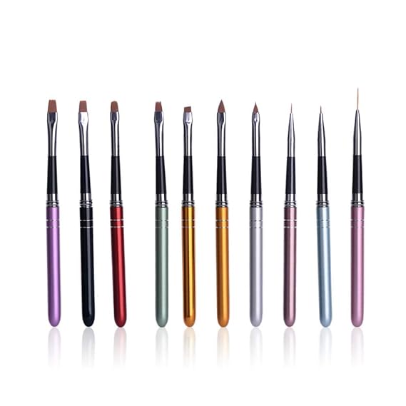 10Pcs Nail polish brush, Brush design for nail, UV Gel Painting Nail Art Design Brush Pen Set, Nail Dotting Painting Drawing Pen, Sable Acrylic Nails Round Nail Art Brush, Nail Phototherapy Pen