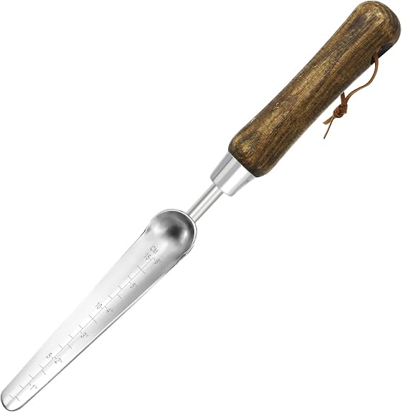 Narrow Garden Trowel for Seed Planting, Stainless Steel with Depth Markings