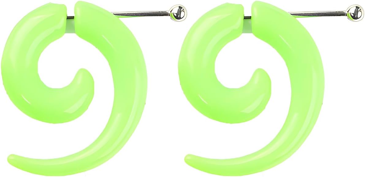 1 Pair 3 mm(8 G) Black Acrylic Swirl Spiral Tribal Fake Tapers Gauge Stretcher Gauges Expander Gage Stretching Kit Ear Tunnels Earrings Plugs Set Body Piercing Jewelry Women Men