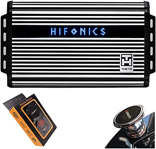 Hifonics ZTH-1525.1D Zeus Theta Compact Mono Channel Car Audio Amplifier Silver Class D Amp, 1500-Watt Built-in Bass Control, Bass Remote Included with Gravity Phone Holder Bundle