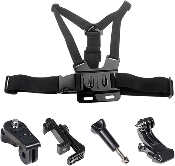 Chest Harness Mount Adjustable Chest Strap Belt with J Hook Compatible with Gopro Hero 8 7 6/AKASO/Apeman/DBPOCampark/VanTop/Dragon Touch 4k Action Cameras Accessories (Camera Not Included)