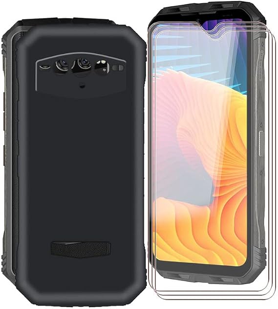for Doogee V30 Phone Case + 3 X Tempered Glass Screen Protector, WXPPJ Ultra-Thin Soft Silicone Shell TPU Bumper Cover, Shockproof Protection Case for Doogee V30 (6.58") - Black