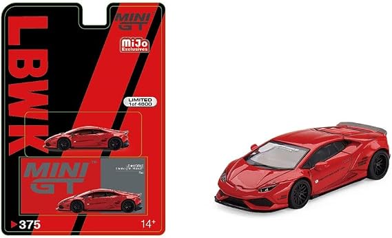 True Scale Miniatures LB Works Model Car Compatible with Lamborghini Huracan ver. 2 (Red) Limited Edition 1/64 Diecast Model Car MGT00375