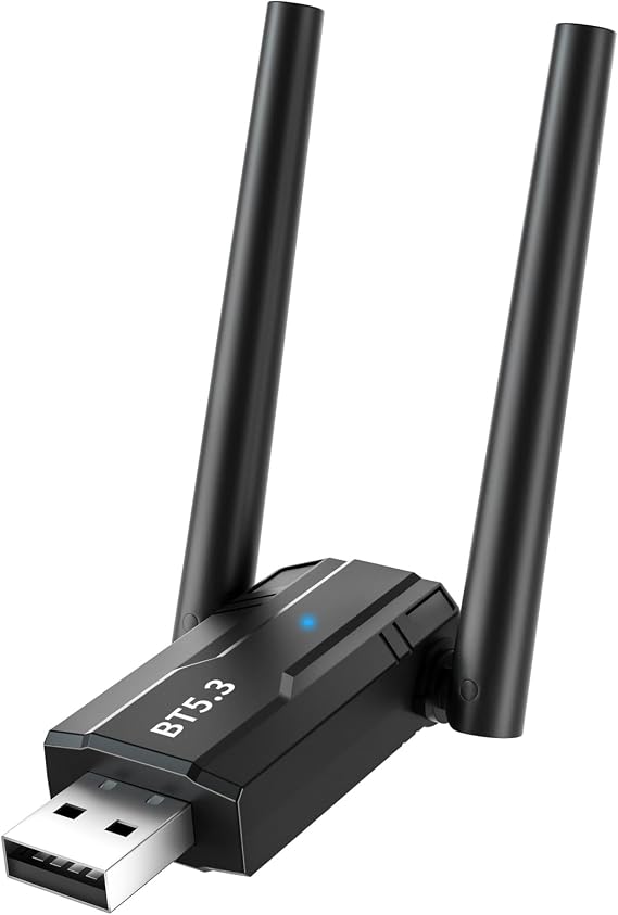 Bluetooth 5.3 USB Adapter Ver5.3 Class 1 Long Range Bluetooth Adapter, Plug and Play, No Driver Required Low Latency, Wireless, Power Saving, Apt-X EDR/LE Compatible, Supports Windows
