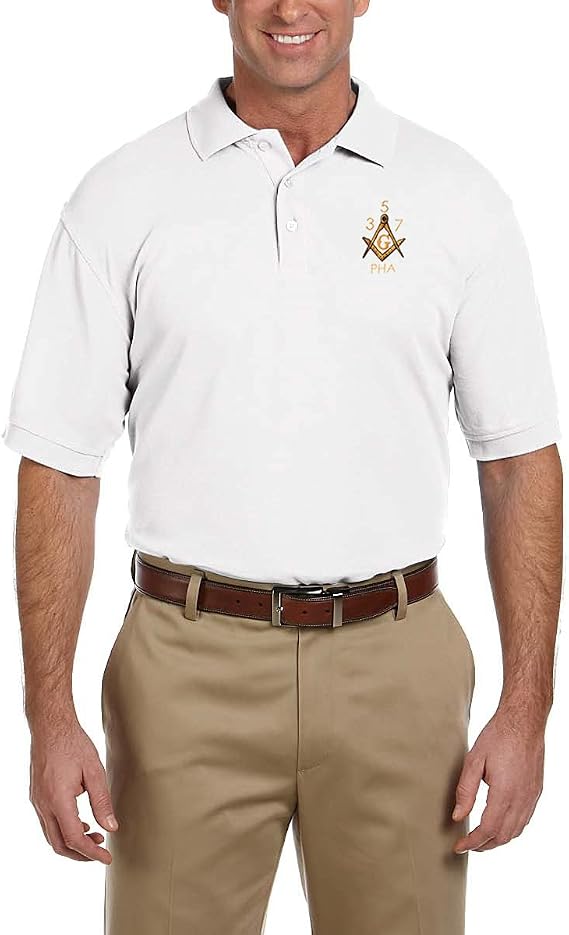 Prince Hall 3 5 7 Embroidered Masonic Men's Polo Shirt