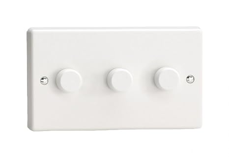 Varilight Classic White, LED Dimmer Switch - V-Pro Series, 3 Gang (Double), 1 or 2 Way, 0-120W Watt (Trailing Edge)