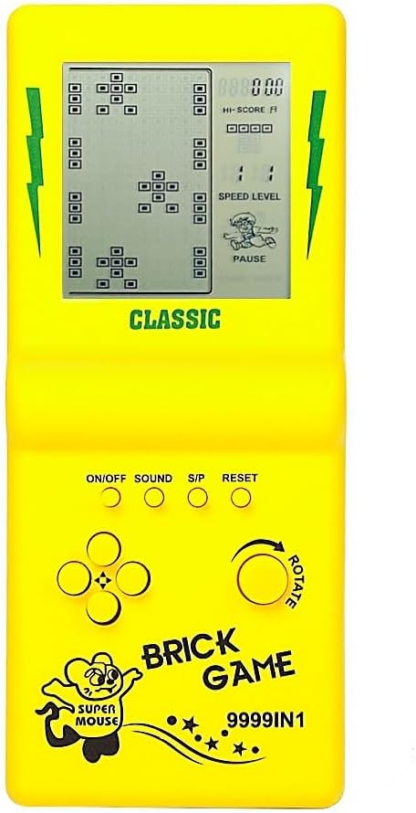 Nostalgic Retro Gaming Console with 3.5-Inch Screen and 23 Built-In Classic Games, Ideal for Puzzle Entertainment and Childhood Memories, in Yellow Color.