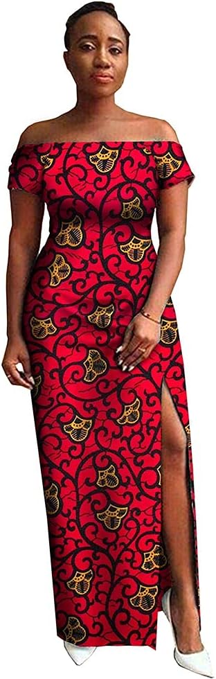 African Dresses for Women Ankara Print Long Maxi Split Dress Outfit Party Dashiki Attire