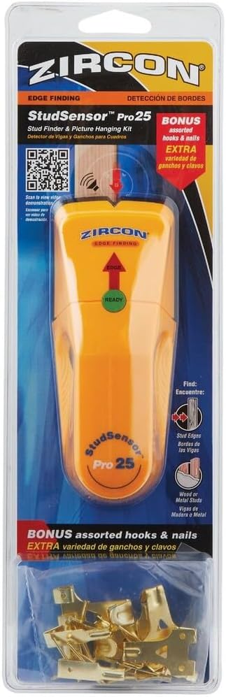 Zircon 69575 Pro 25 Stud Sensor with Picture Hanging Kit - Quantity 1, Gold
