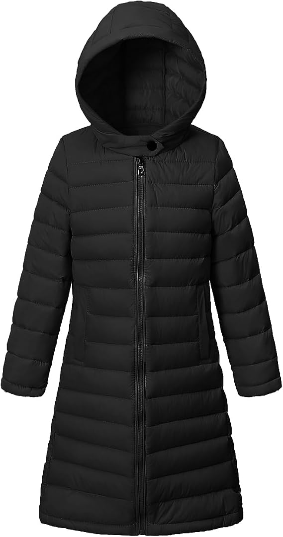 Kids Winter Long Coats For Girls Fall Puffer Jackets With Big Hood