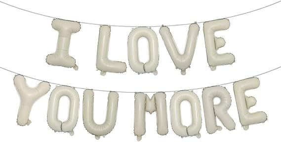 16 Inch I LOVE YOU MORE Alphabet Letters Foil Balloons Set for Valentines Day,Propose Marriage,Wedding Party,Anniversary Backdrop Party Supplies for her,girlfriend (I LOVE YOU MORE Cream)