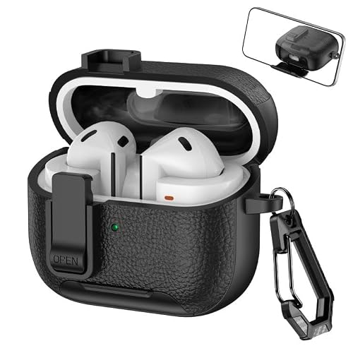 Rongep Samsung Galaxy Buds 3-Pro-3 FE için Guard-Stant Kulaklık Kılıfı Çizilme ve Darbe Önleyici Buds 3 Pro Koruyucu Rahat Tutuş Sağlayan Kilit Tasarımlı Deri Görünümlü Buds 3 Pro Kılıfı Siyah