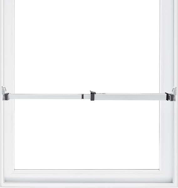 SecurityMan Window Security Bar - Easy Install for Horizontal/Vertical Windows - Adjustable Window Lock Bar (Child Proof/Heavy Duty Iron) - Extendable (14.25" to 37") Security Bars for Windows - White