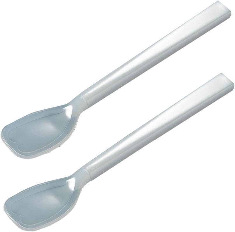 Tiger Crown 2296 Spoon, White, 1.1 x 0.5 x 6.3 inches 28 x 14 x 160 mm, Soft Spoon, 2 Pieces, Silicone Rubber, 66 Nylon, Heat Resistant to 200 Degrees, Pack of 2