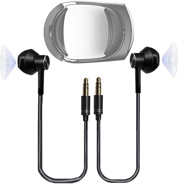 VR Dual Headphone for Meta Quest Pro, Metal VR Gaming Earphones for Meta Quest Pro Hanging-Ear Short-Cord with Silicone Earbuds Caps (24cm,Black)