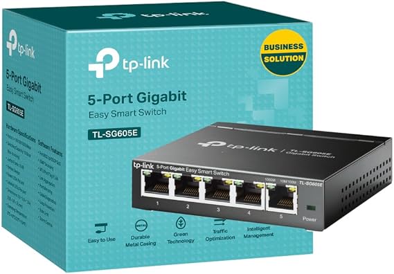 TP-Link TL-SG605E 5-Port Gigabit Managed Network Switch, Ethernet Splitter
