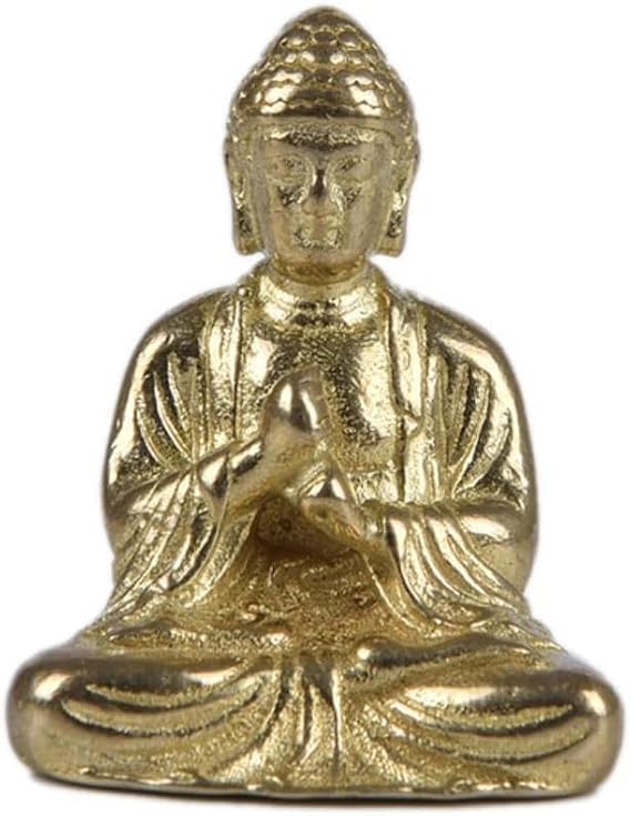 Mini Bronze Tibet Buddha Statue Statues,Small Meditation Hand Painted Yoga Figurine Collectible Craft Feng Shui Sculpture Decor for Home Office Shelf Desktop Statues Sculptures (Gold)