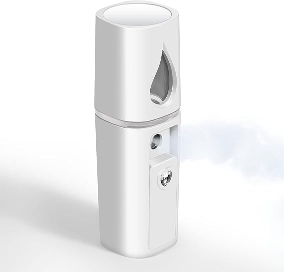 GIVERARE Nano Facial Steamer, Handy Mini Mister with Mirror, USB Rechargeable Mist Sprayer, Visual Water Tank Moisturizing&Hydrating for Face, Makeup, Skin Care, Eyelash Extensions-White