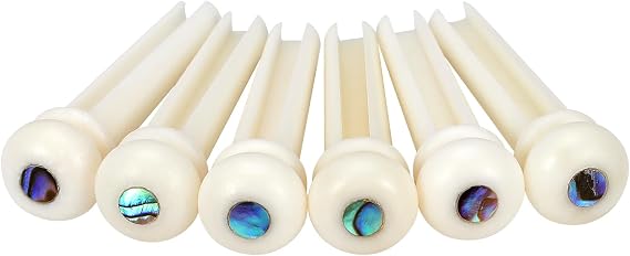 Blisstime 6pcs Guitar Bone Bridge Pins Replacement Parts with Abalone Dot