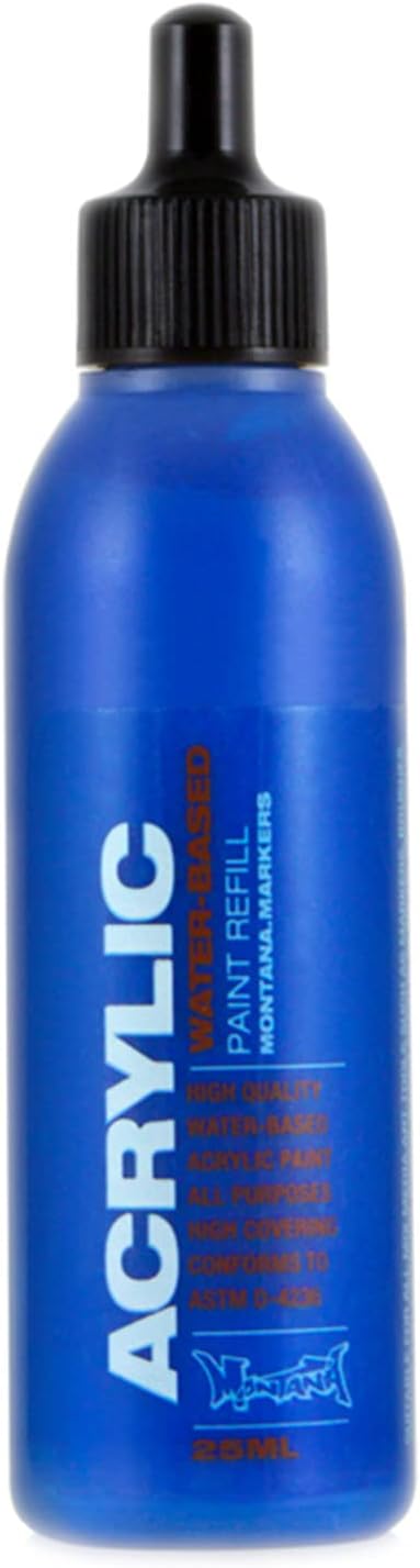 Montana Cans Acrylic Marker Ink Refills, 25ml Bottle, Shock Blue (MR25SBU), 1 Count (Pack of 1)