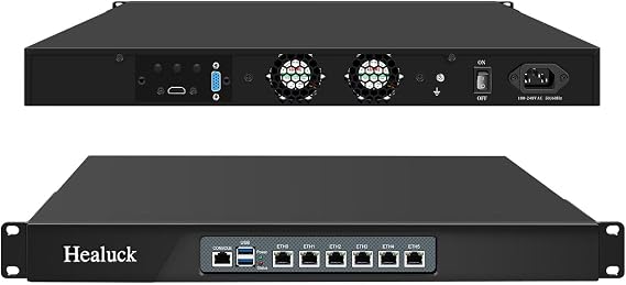 1U N100 Firewall Appliance Rackmount, 19 Rack Firewall Hardware with 6 Port i226-V 2.5GbE LAN, 1U OPNsense Homelab Server DDR5 8GB RAM 128GB SSD, HD + VGA Dual Display