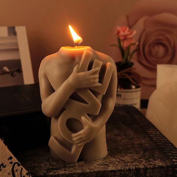 Candle molds for Candle Making, Love Silicone Unique 3D Silicone molds for Candles Wax melt Mold, White DIY Handicrafts Candle Decorations Tools (8.5cm*6cm*11cm)