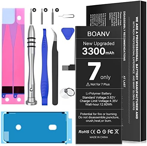 [3300mAh] Battery for iPhone 7,2024 New Version BOANV Ultra High Capacity A1660A1778A1779 Battery Replacement with Professional Replacement Tool Kits