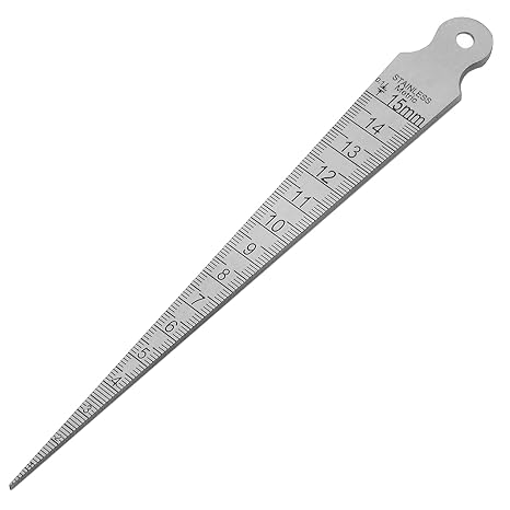JONMON Taper Gauge, 1-15mm 1/32-5/8 Inch Stainless Steel Gap Taper Welding Thickness Gauge Gage Test Ulnar, Inch & Metric Hole Inspection Measure Tool