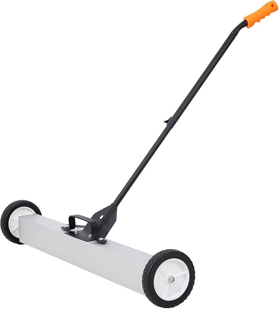 30 lb Capacity Rolling Magnetic Sweeper, 36" Heavy Duty Pickup Tool for Nails, Screws & Metal Debris, Adjustable Handle, Quick Release, Effortless Cleanup for Garage & Workshop