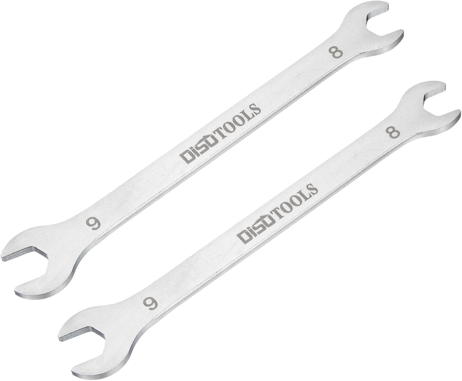 sourcing map 2pcs Thin Open End Wrench 8mm x 9mm Metric Sandblasting Plated 3cr13 Stainless Steel, Double Ended Slim Spanner for Household Maintenance and General Repairs