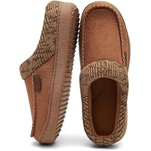 Men's Moccasin Slippers Clogs - House Slippers for Men with Arch Support and Memory Foam Insole, Indoor Outdoor Comfy House Shoes Tan size 14#