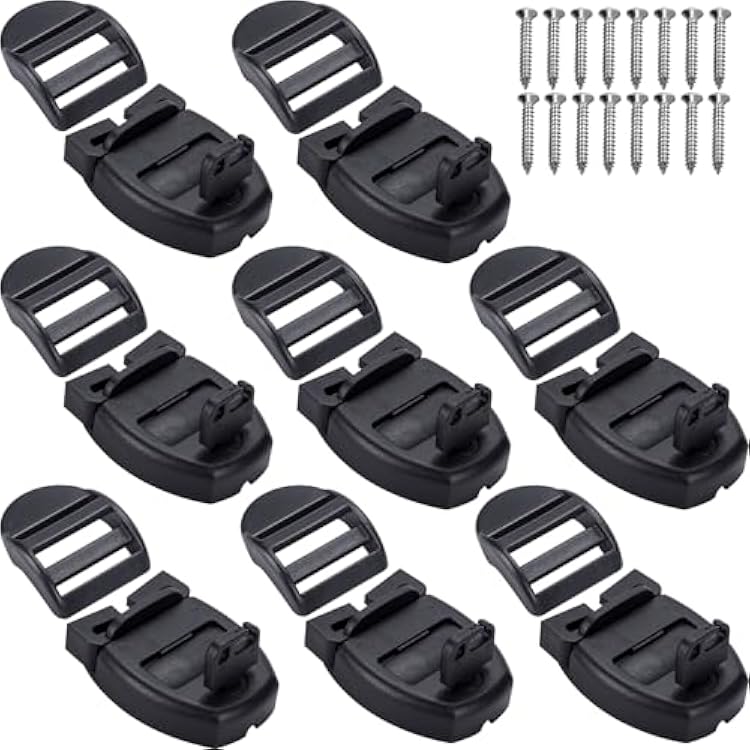 8 Sets Spa Hot Tub Cover Clips, Hot Tub Cover Replacement, Broken Latch Repair Kit, Latches Clip Locks, Slides, Keys with Screws Hardware for Spa Cover Straps Black