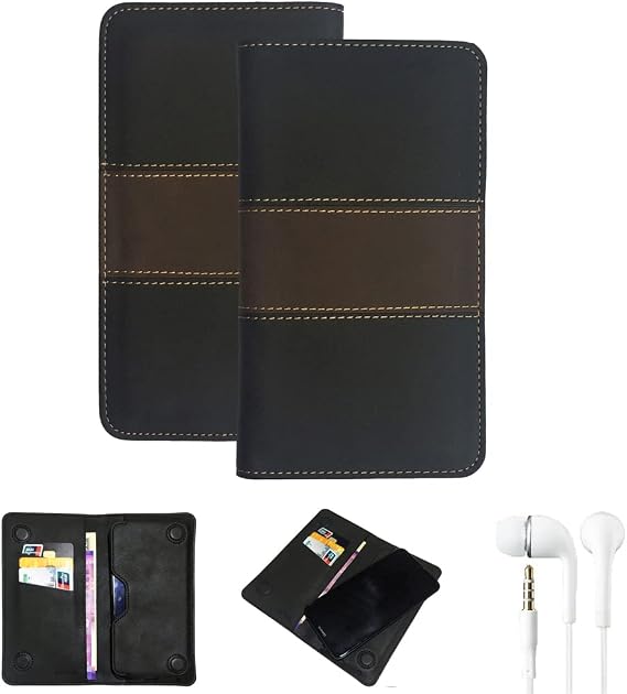 K-S-Trade Protective Case For Sharp Aquos R5G Mobile Case + Earphones Compatible With Sharp Aquos R5G Wallet Case Bookstyle Cover Protective Sleeve Mobile Phone Pouch Wallet Pocket Artificial Leather